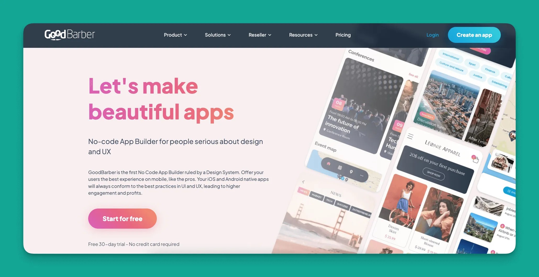 GoodBarber app builder interface