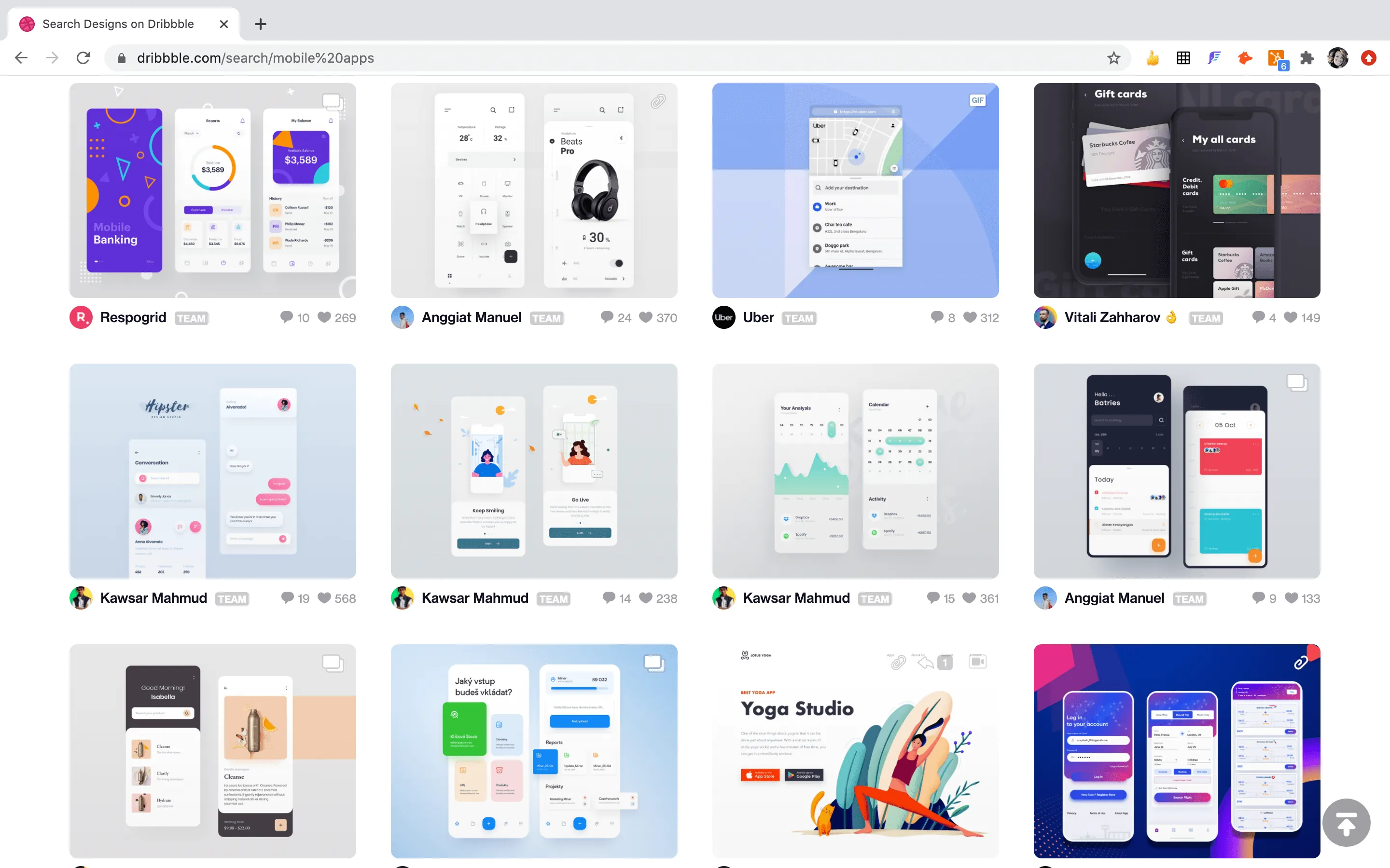 Dribbble design inspiration