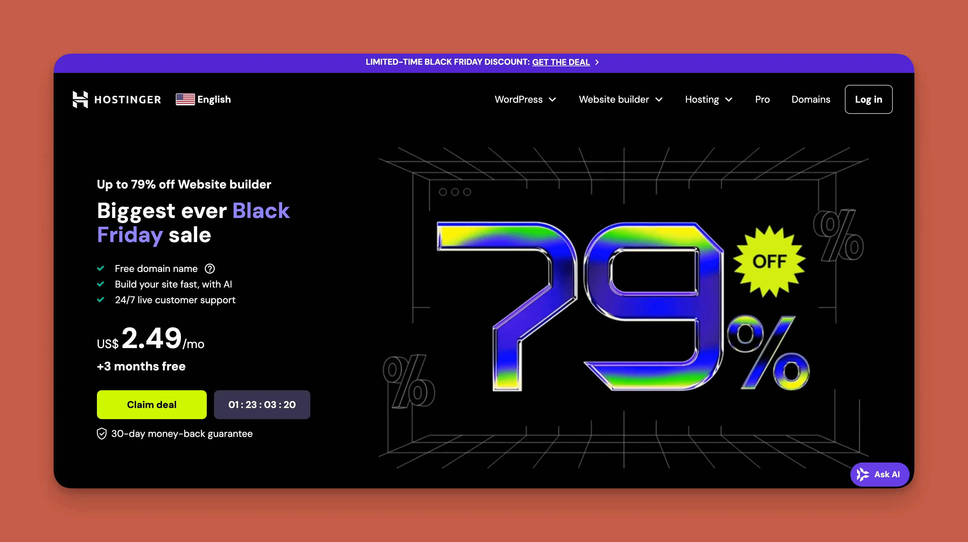 Hostinger website builder interface