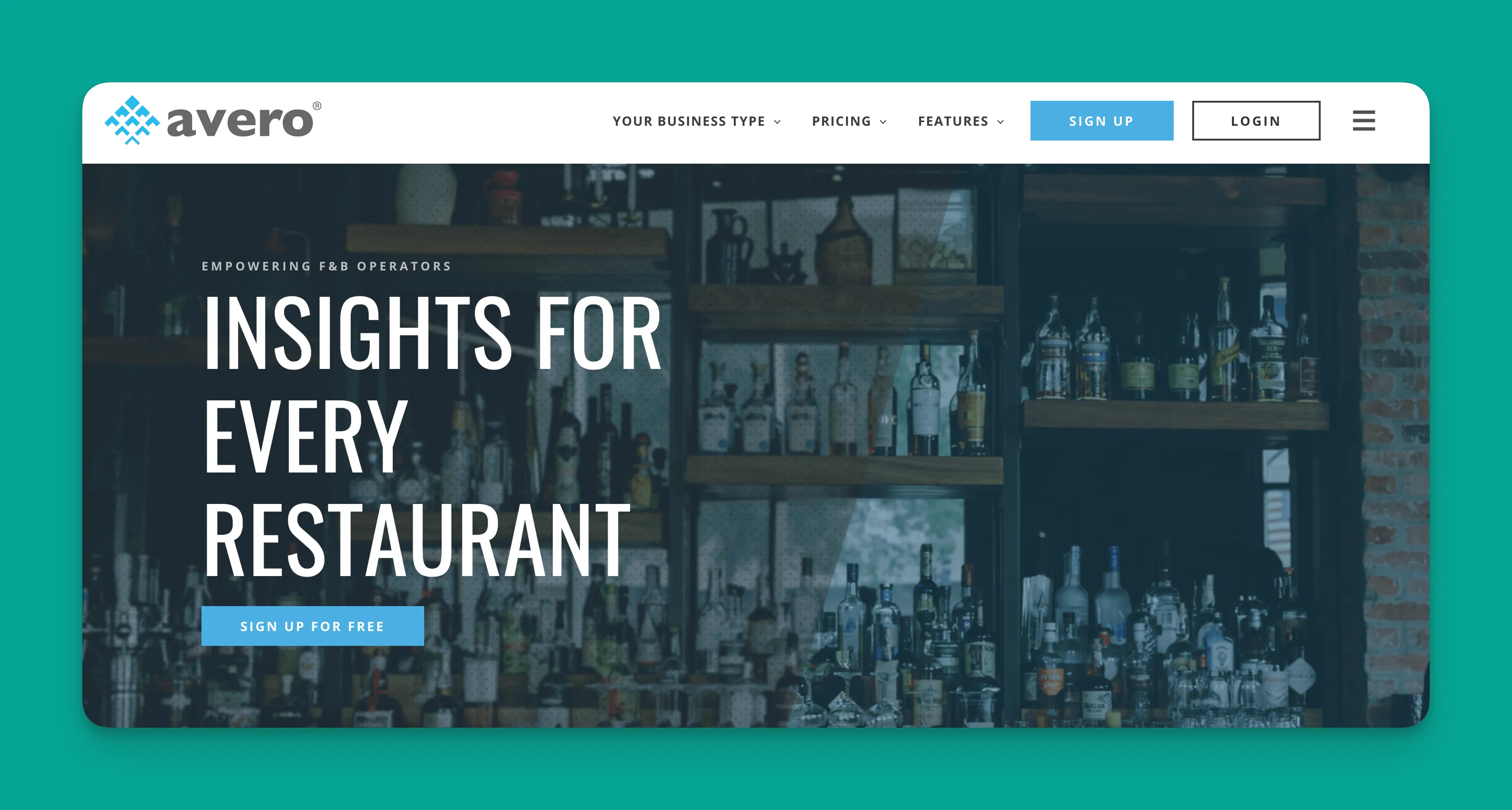 Avero restaurant analytics interface