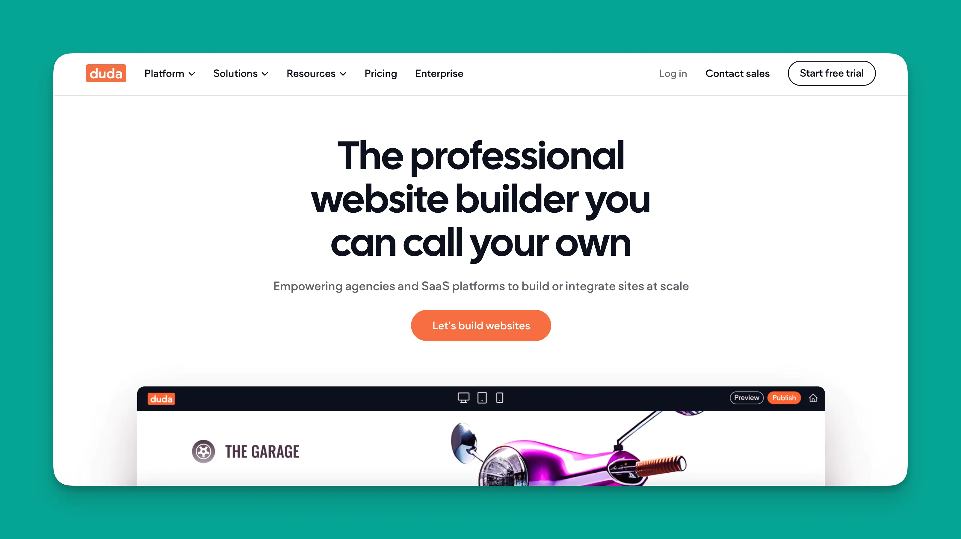 Duda website builder interface
