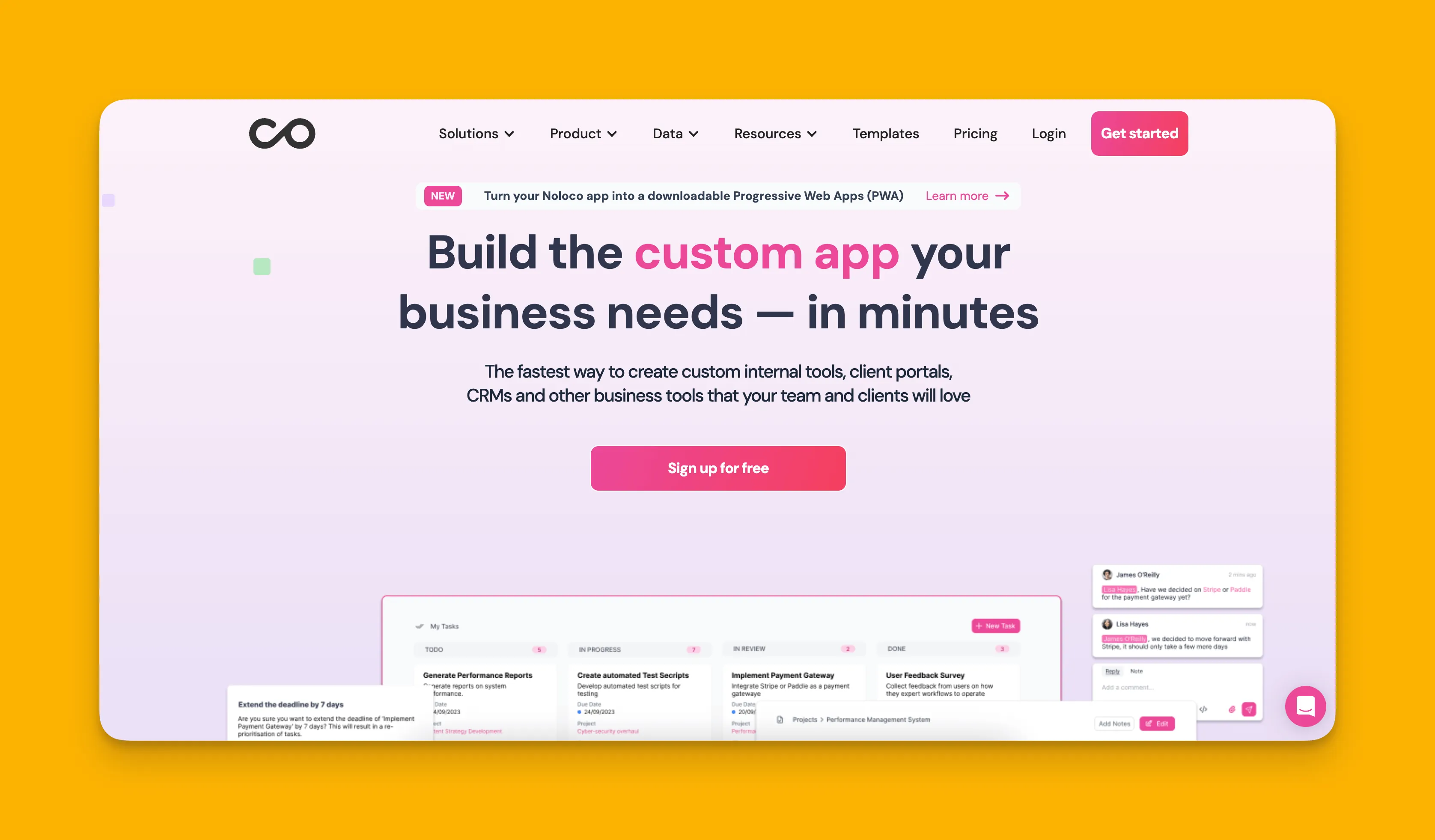 NoLoco app builder interface