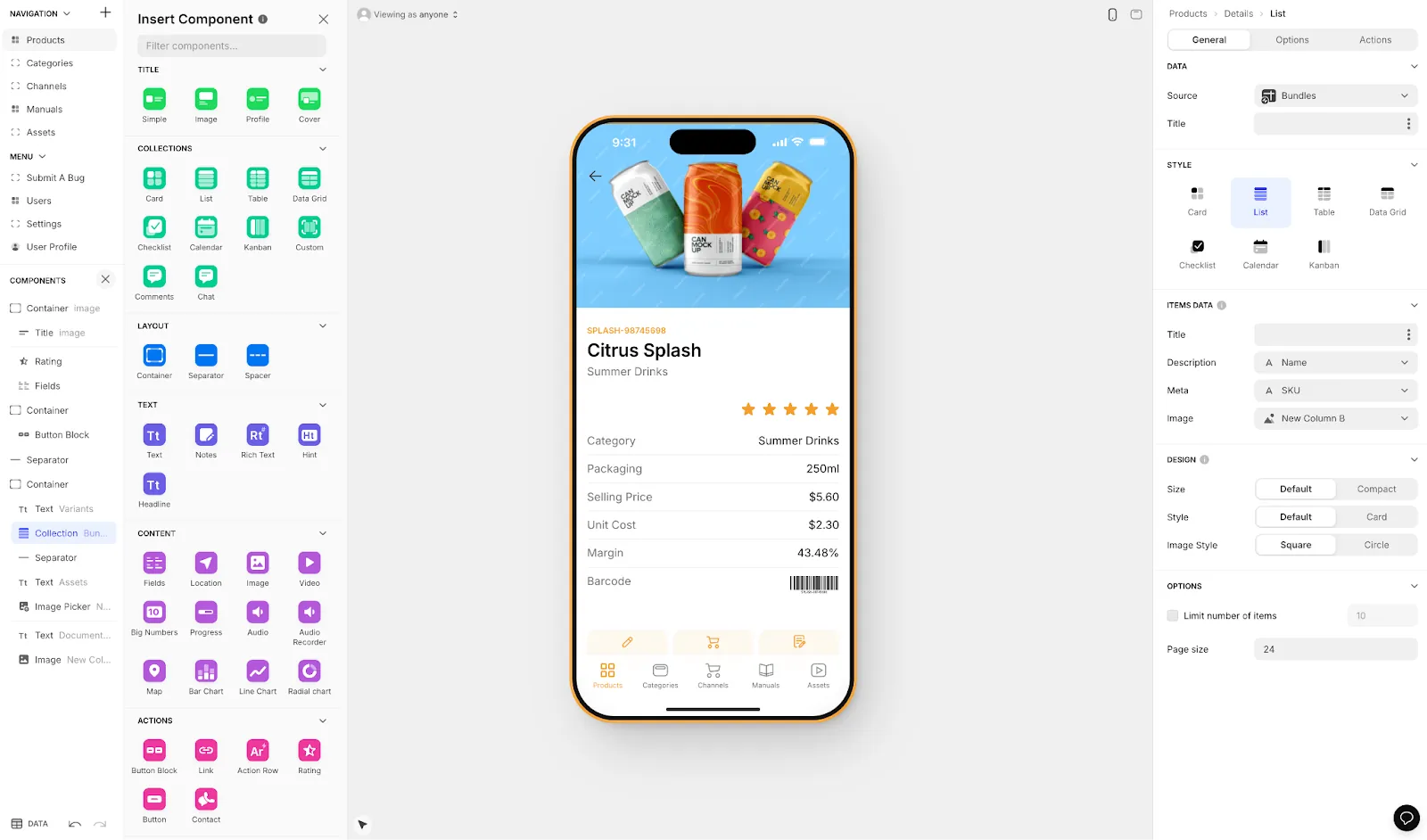 Glide editor interface