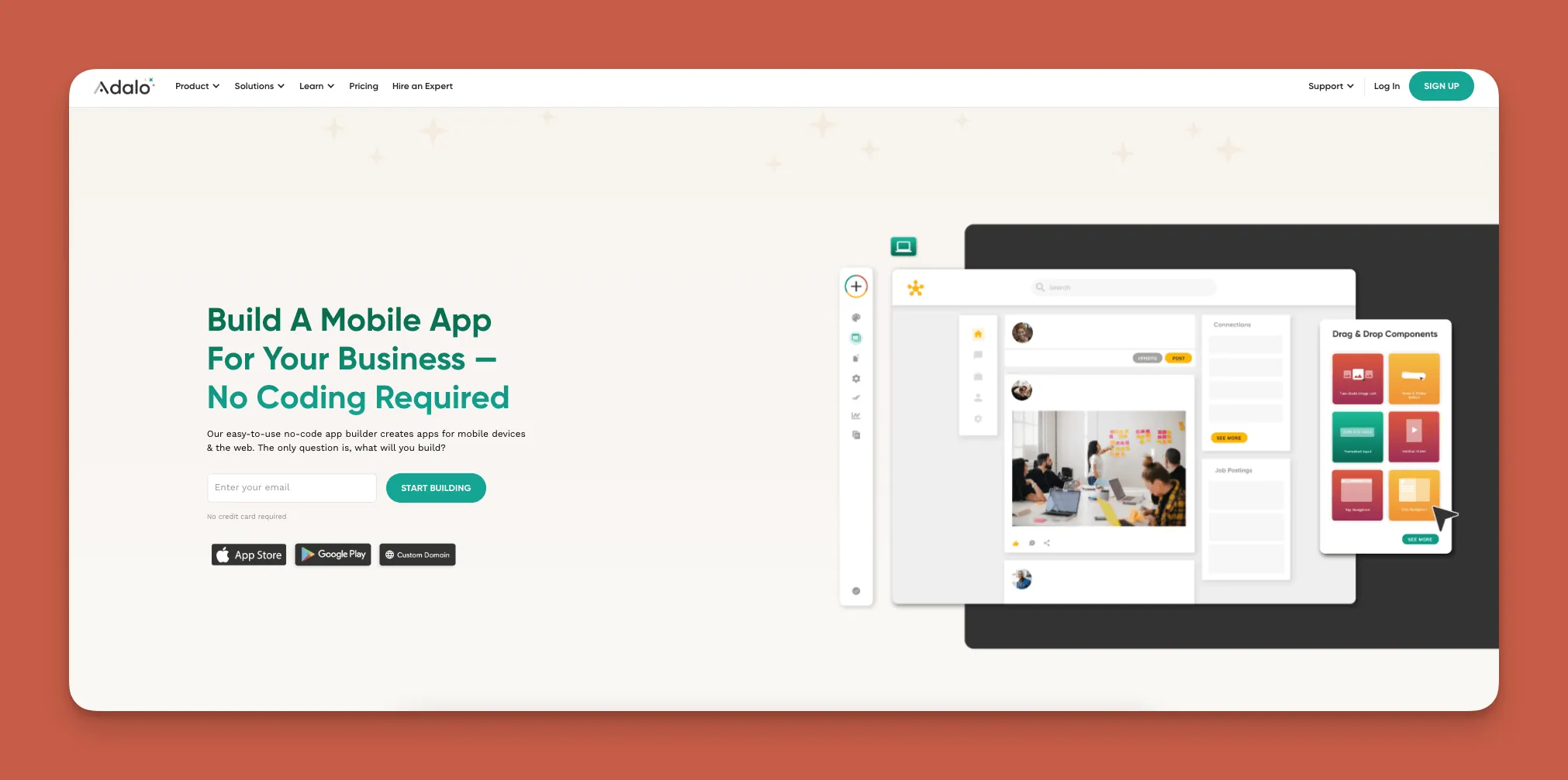 Adalo no-code relational database builder interface