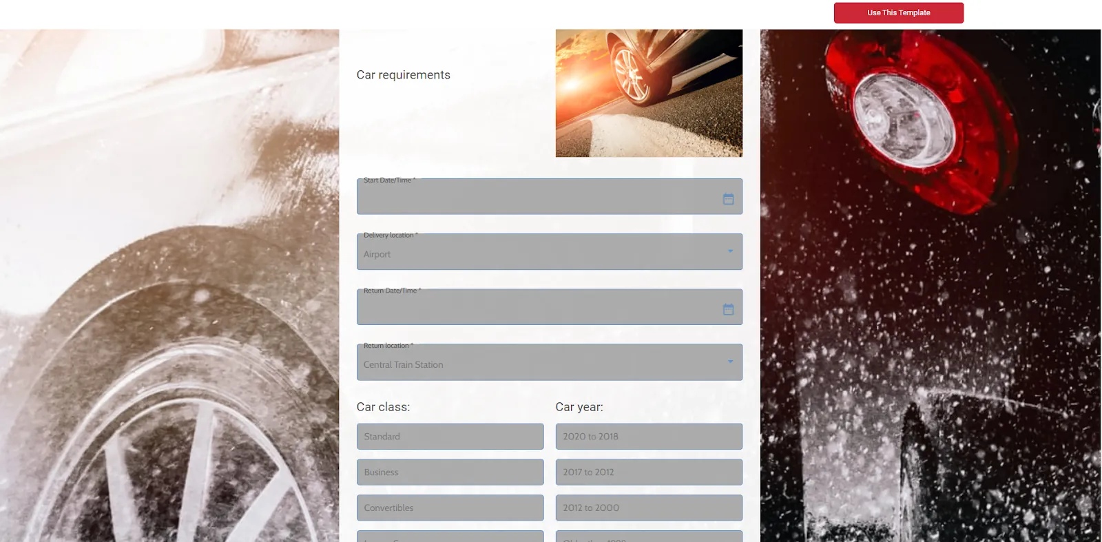 Car Rental Booking Form Template