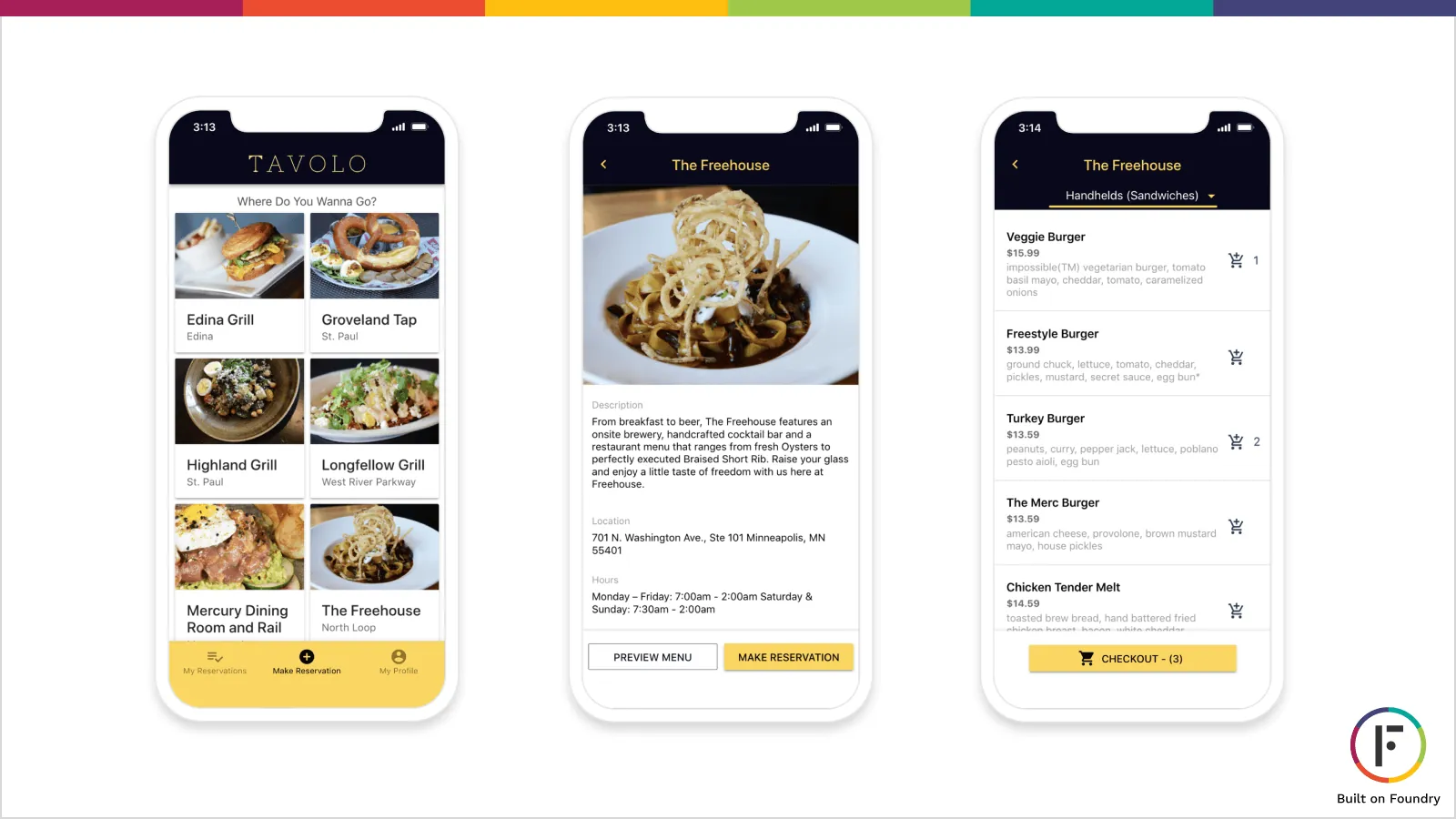 Tavolo app interface