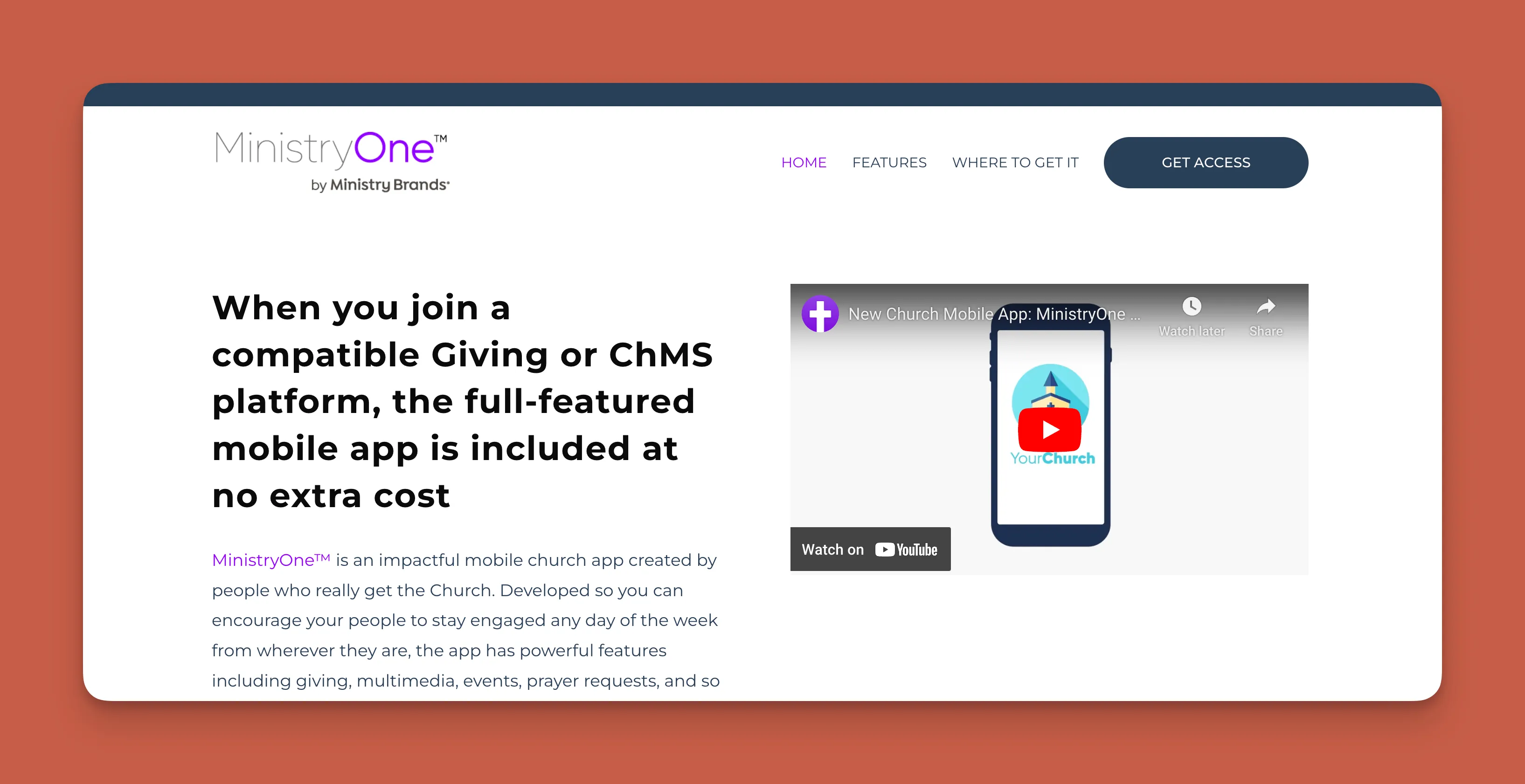 MinistryOne church app builder