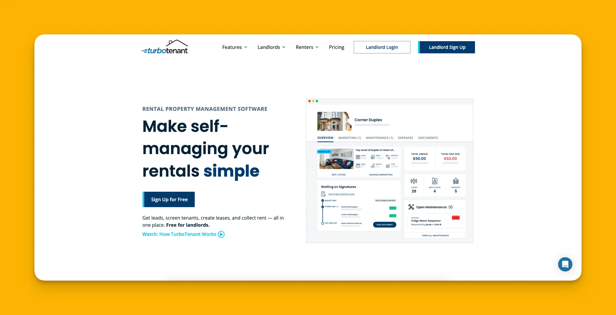 TurboTenant property management dashboard