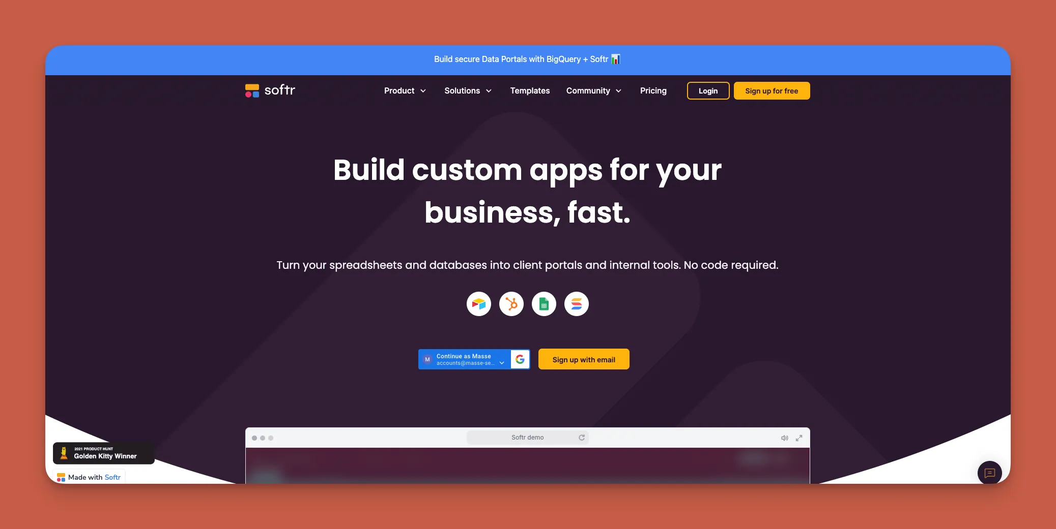 Softr app builder interface