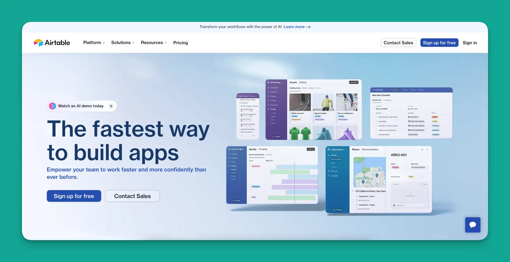 Airtable spreadsheet interface