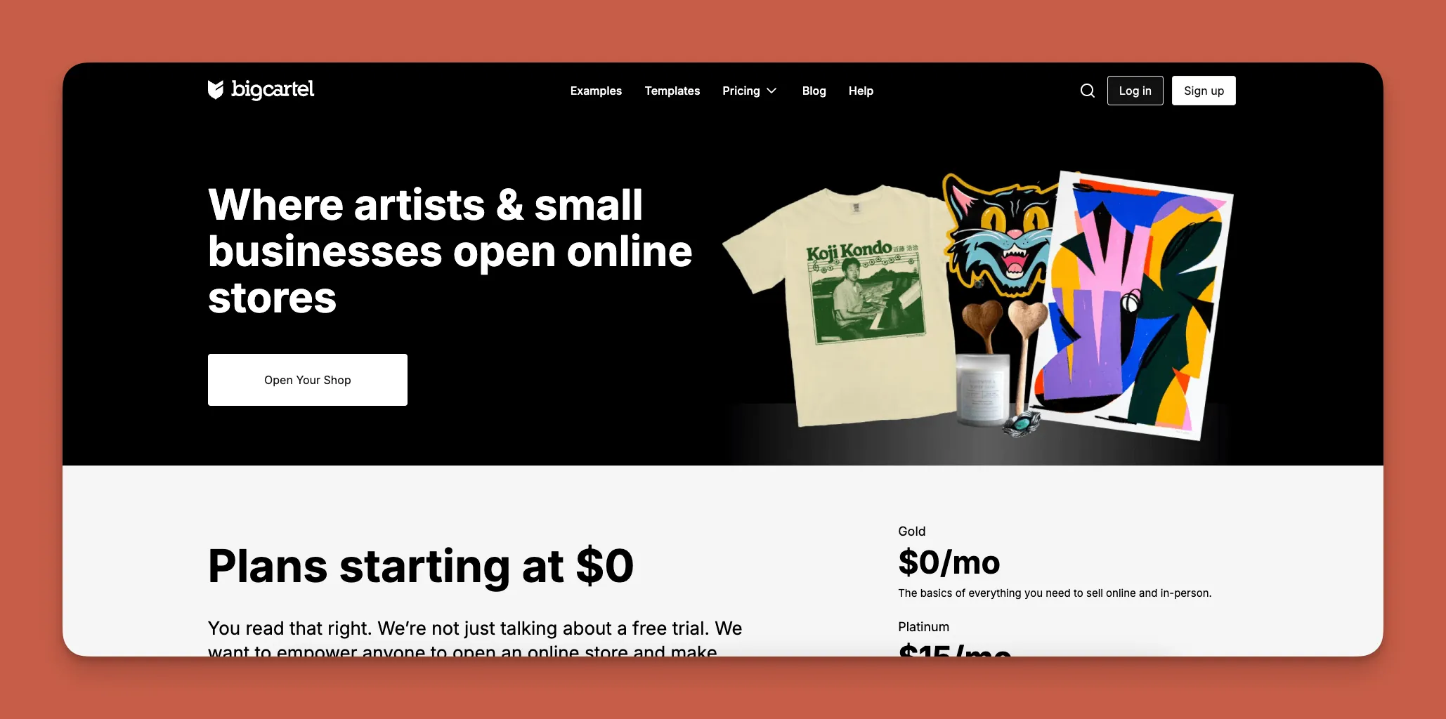 Big Cartel interface