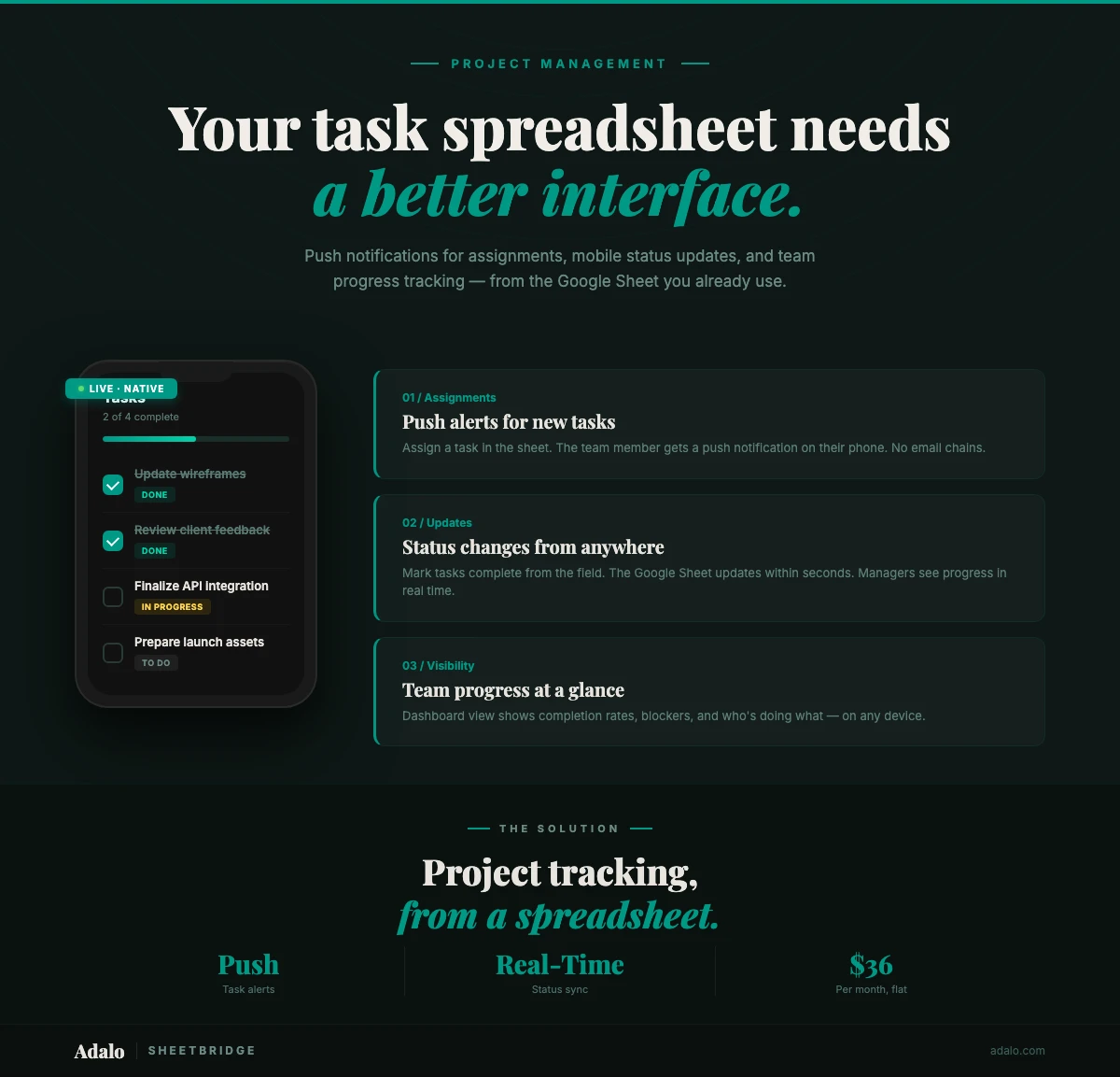 Google Sheets Project Tracker to App