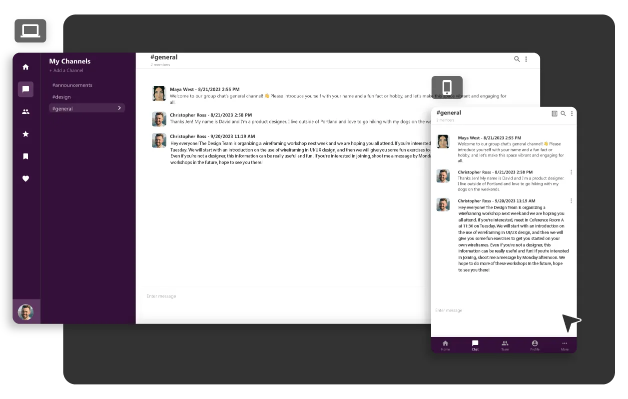 Message With Your Community in a Custom App Image
