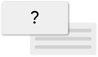 A simplified set of messaging boxes, one asking a question and the other providing an answer. 