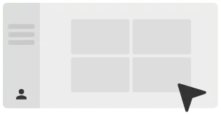 A simplified browser window with a cursor.