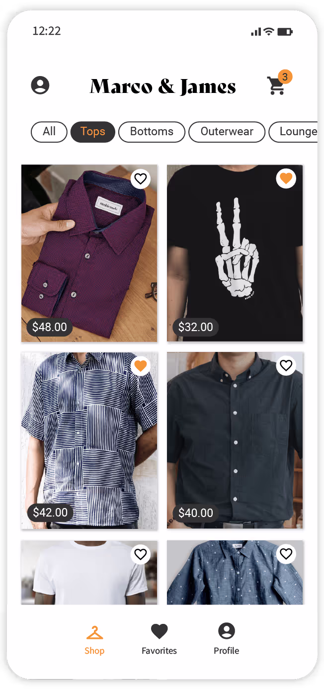 eCommerce mobile app built with Adalo