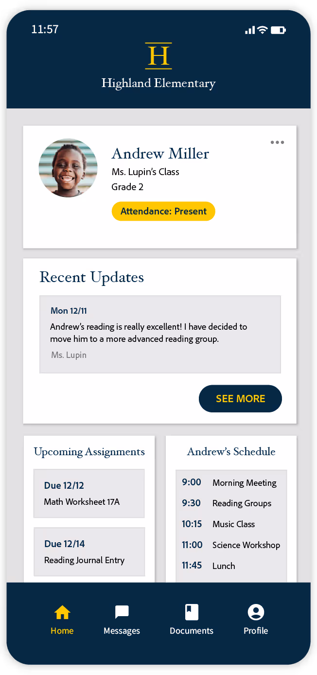 Education mobile app built with Adalo