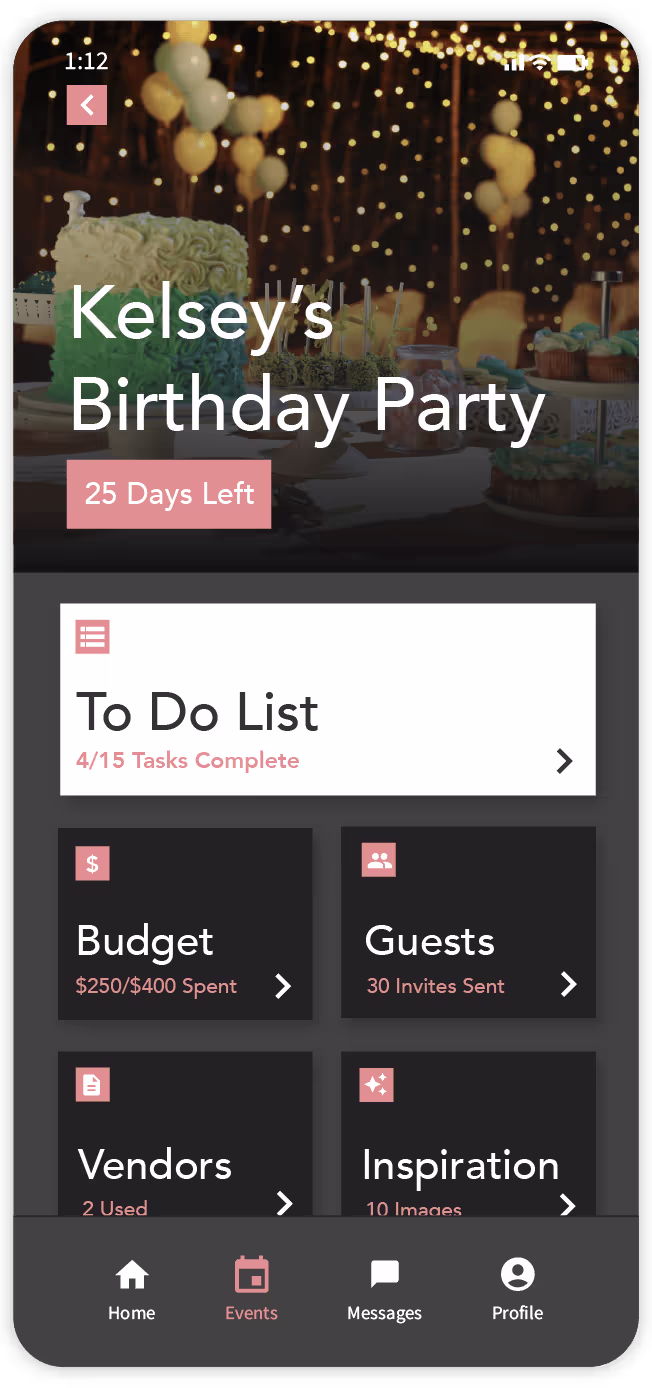 Event Planning mobile app built with Adalo