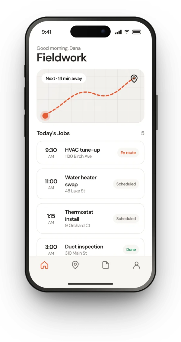 Fieldwork example app screen