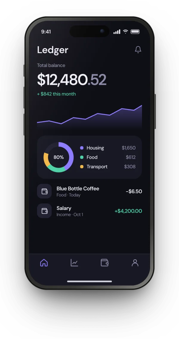 Ledger example app screen